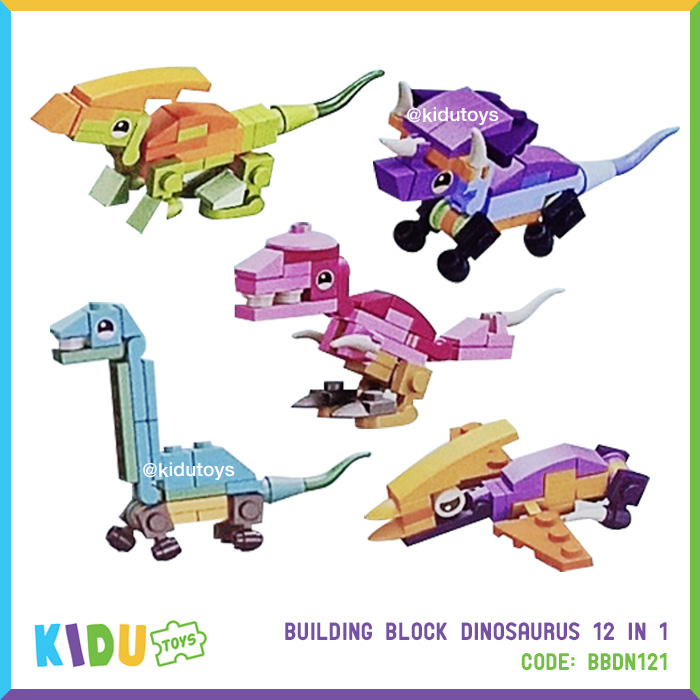 Mainan Anak Building Block Dinosaurus 12 in 1 Kidu Toys