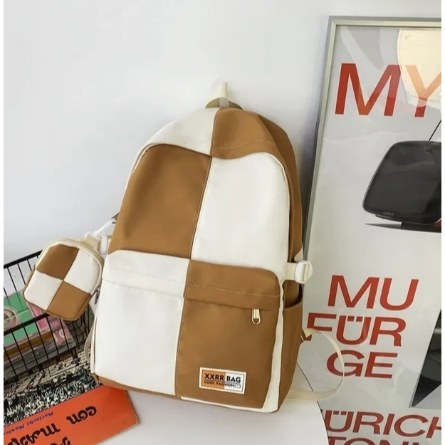 Tas Ransel Unisek Laki-Laki Wanita  Motif Aesthetic Tas Ransel Sekolah  untuk Remaja Laki-laki Perempuan Wanita Ransel Sekolah Terbaru 2023 model Style korean Bonus Dompet Koin