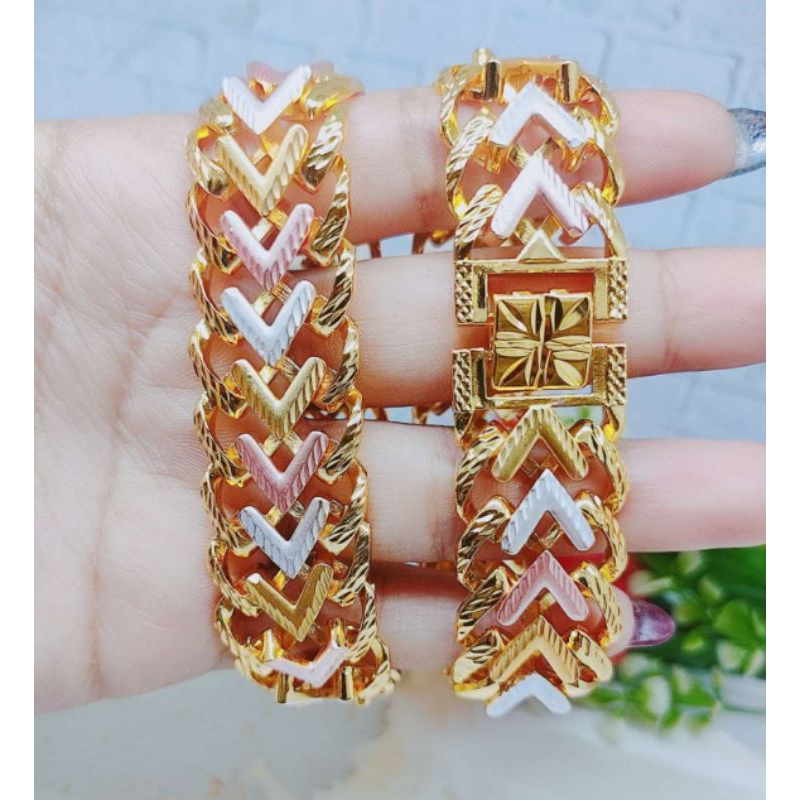 Gelang Xuping Rantai Kombinasi Lapis Emas Perhiasan. Wanita( Lebar 20mm) R600