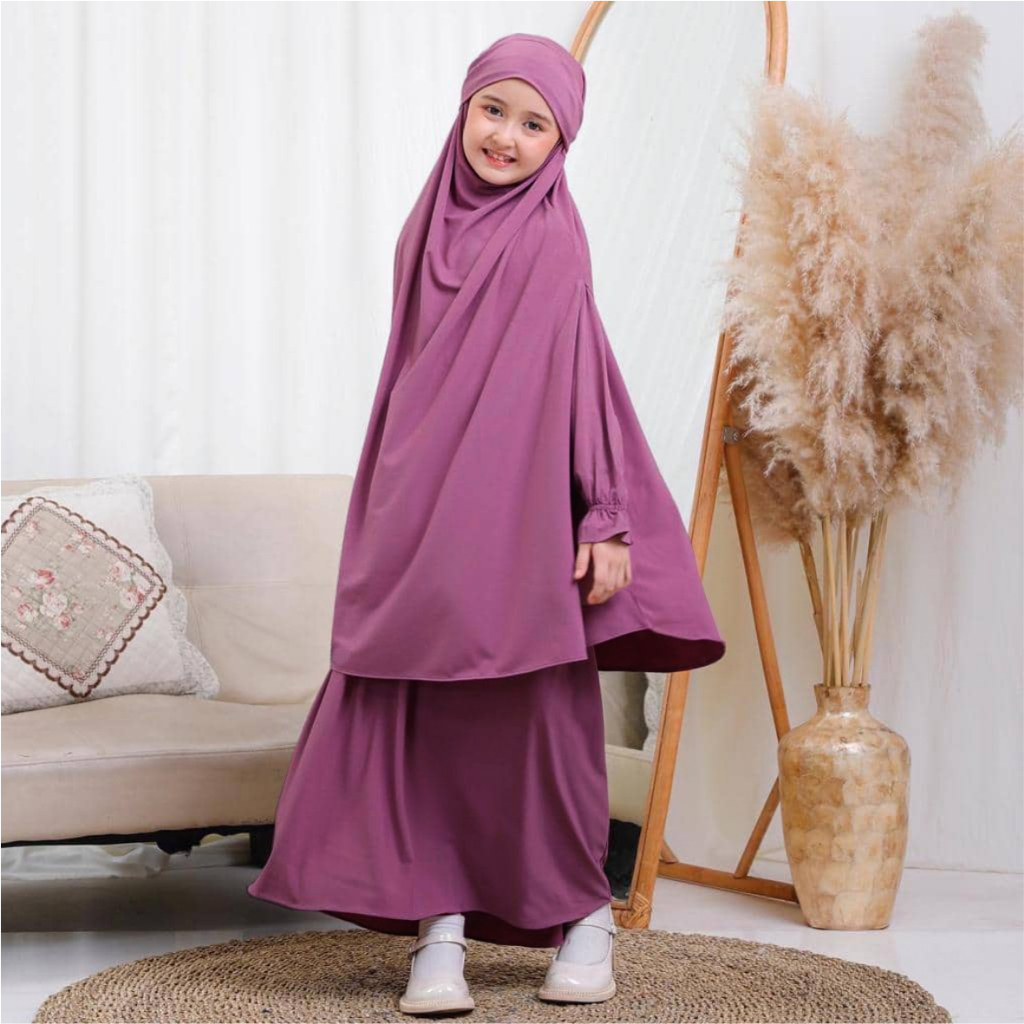 FenishaStore Gamis Anak Perempuan full set french khimar New Fatimah Set Usia 7-12 Tahun Bisa Bayar Ditempat COD