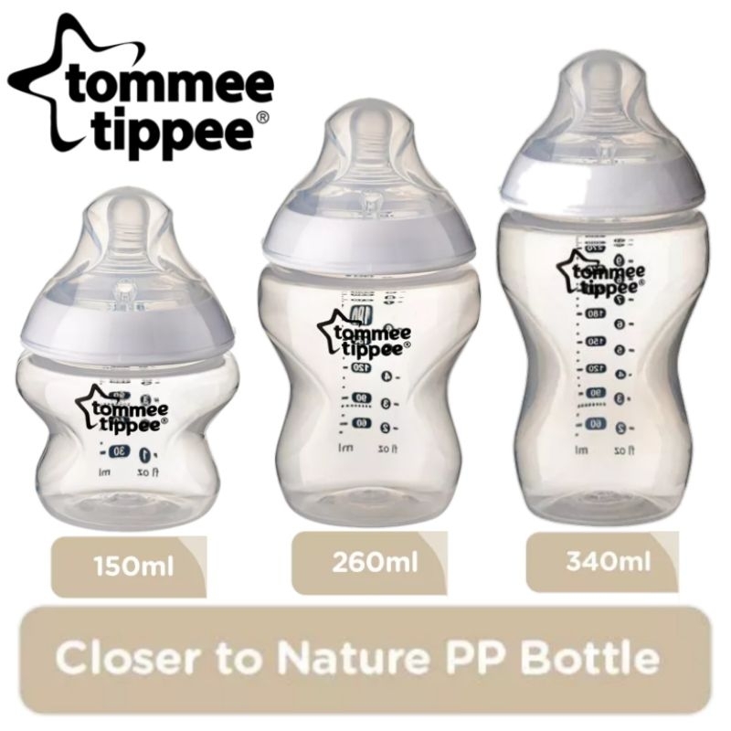 Tommee Tippee Botol Susu Bayi Closer To Nature Clear 150ml 260ml 340ml