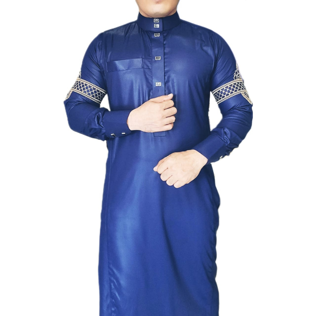 Jubah Slimfit Pria Gamis Pria Jubah Bordir Terbaru Gamis Alfaan Jubah Pria Muslim Bordir Tangan
