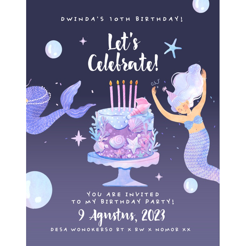 UNDANGAN ANAK CEWEK PUTRI DUYUNG