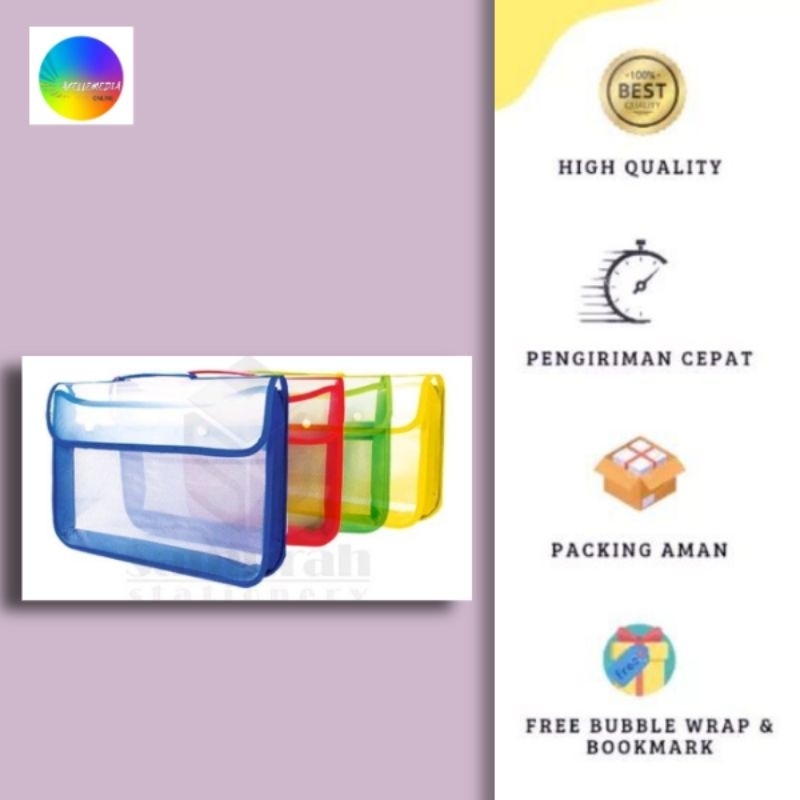

Map Plastik Kancing 2 Jaring Folio/ Zipper School Bag / Map Tenteng Untuk Kantor & Sekolah