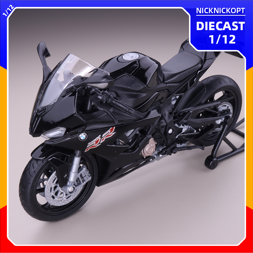 Miniatur Motor Welly 2021 BMW S1000RR Black Diecast Skala 1:12 Mainan Koleksi