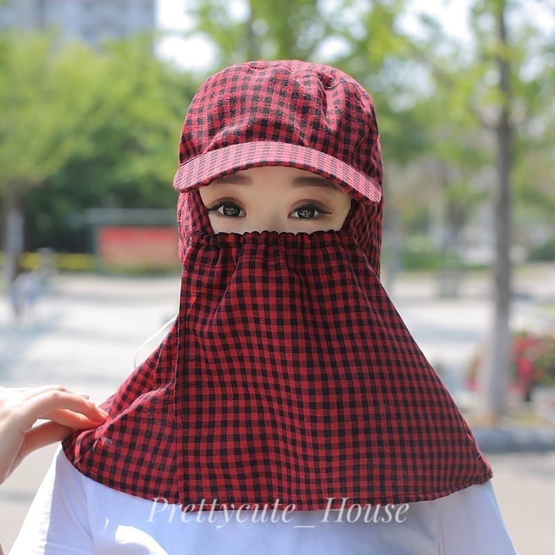 Topi Cadar Penutup Wajah Anti UV / Topi Mancing Outdoor Wanita / Topi Masker Anti UV