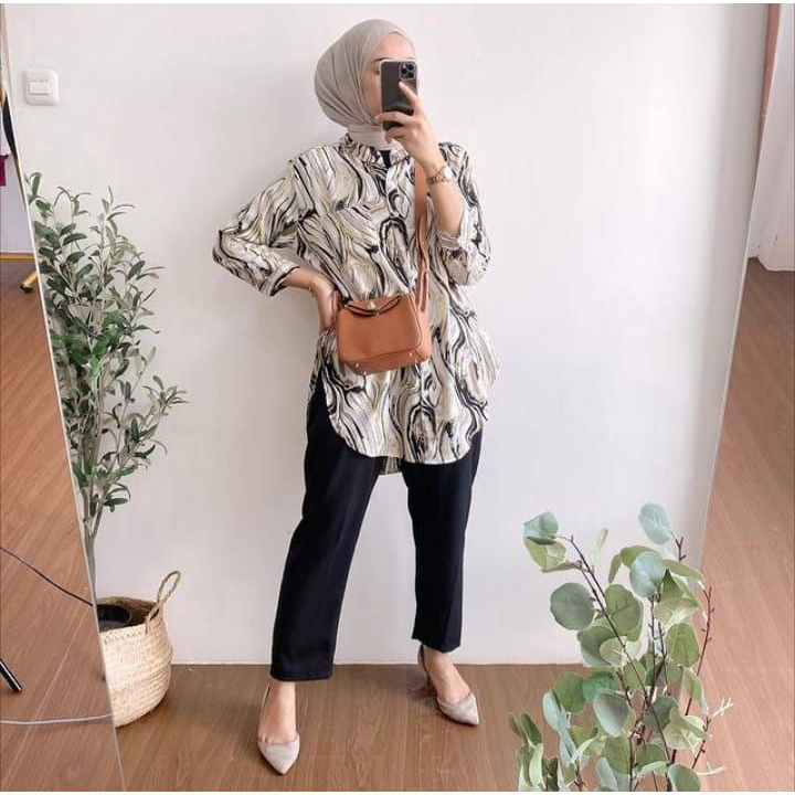 Relica Set - One Set Wanita Shakila Twill Premium Setelan Wanita Kekinian Set Baju CelanaLD 110 cm