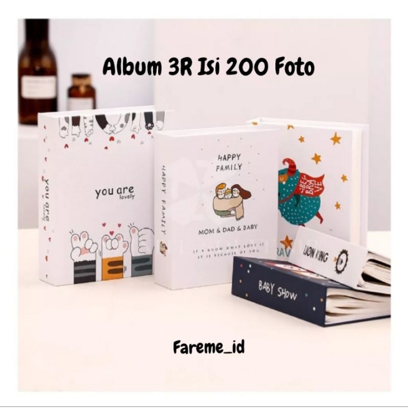 (Isi 200) Album Foto 3R Tebal Motif Terbaru Buku Album Hard Cover Sheet Putih Album Kenangan Keluarga