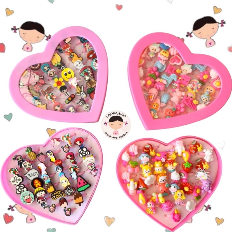 Cincin Anak Box Love 36pc Karakter Grosir