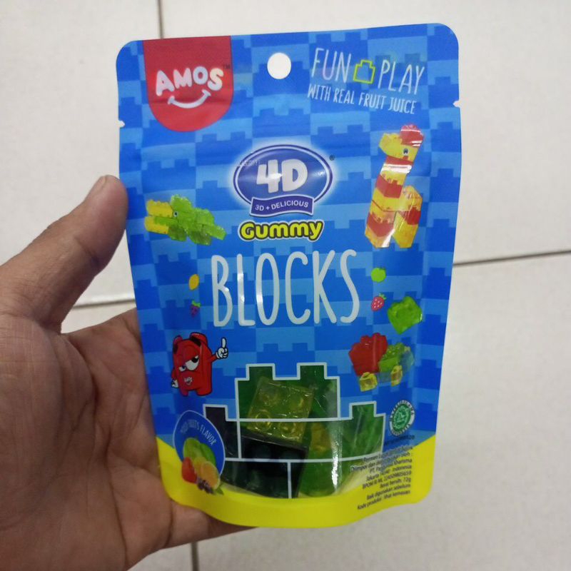 AMOS 4D Permen Gummy Blocks 72g