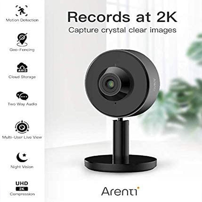 ARENTI INDOOR1 Kamera Cctv Rumah Anti Maling 2K Wifi Wireless IP Camera Home Security Night Vision