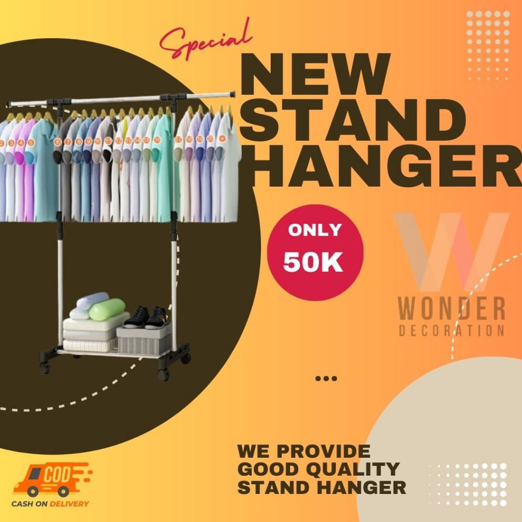 Stand Hanger Single Rak Serbaguna Dengan 4 Roda Bahan Stainless Berkualitas -WD