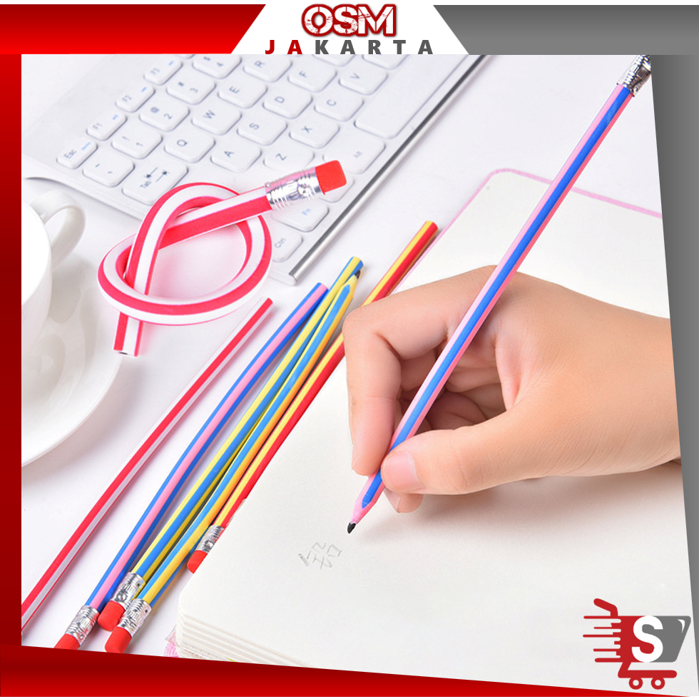 

OSM JKT S5862 Pensil Flexsible Lentur Unik Lucu / Alat Tulis Sekolah Anak Pencil Karet Inul Dapat Digulung Ditekuk Unik Lucu