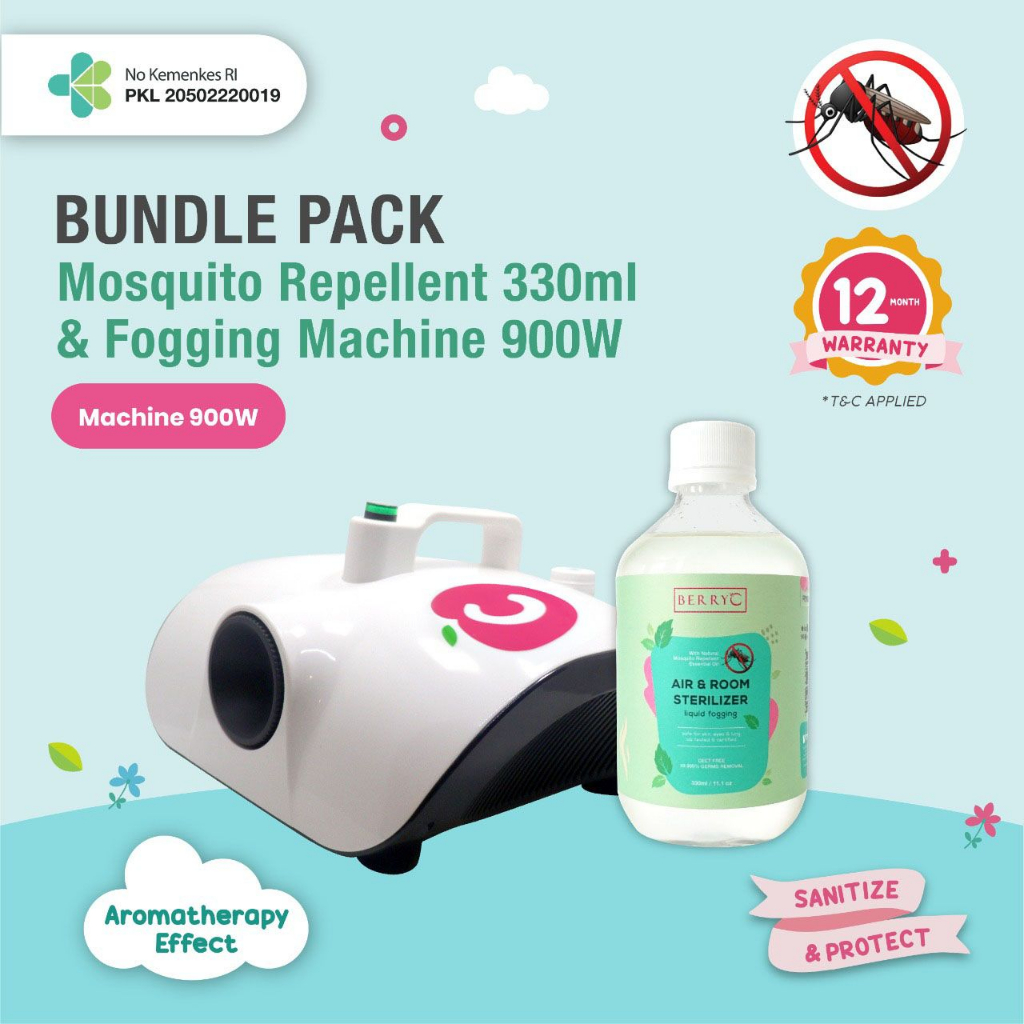 Mesin Fogging Berry C + Cairan Fog Room &amp; Air Sterilizer BerryC 500ML / 300ML Cairan Fogging Berry C Mosquito Repellent