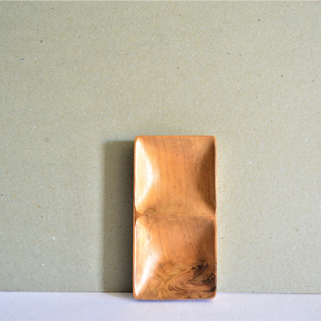 Sauce dish 2 hole /Lepek Kayu/Lepek Sambal/Wadah Bumbu Kayu