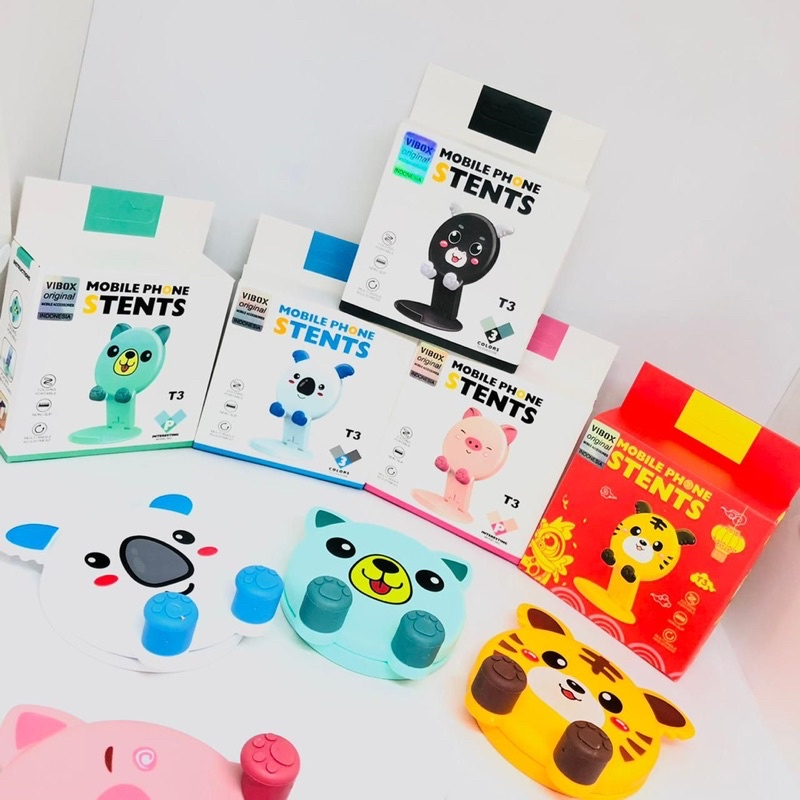 Holder Stand T3 Mobile Phone Karakter Motif Animal Lucu Dudukan HP Universal Folding Dekstop Portable Terlaris Smoll