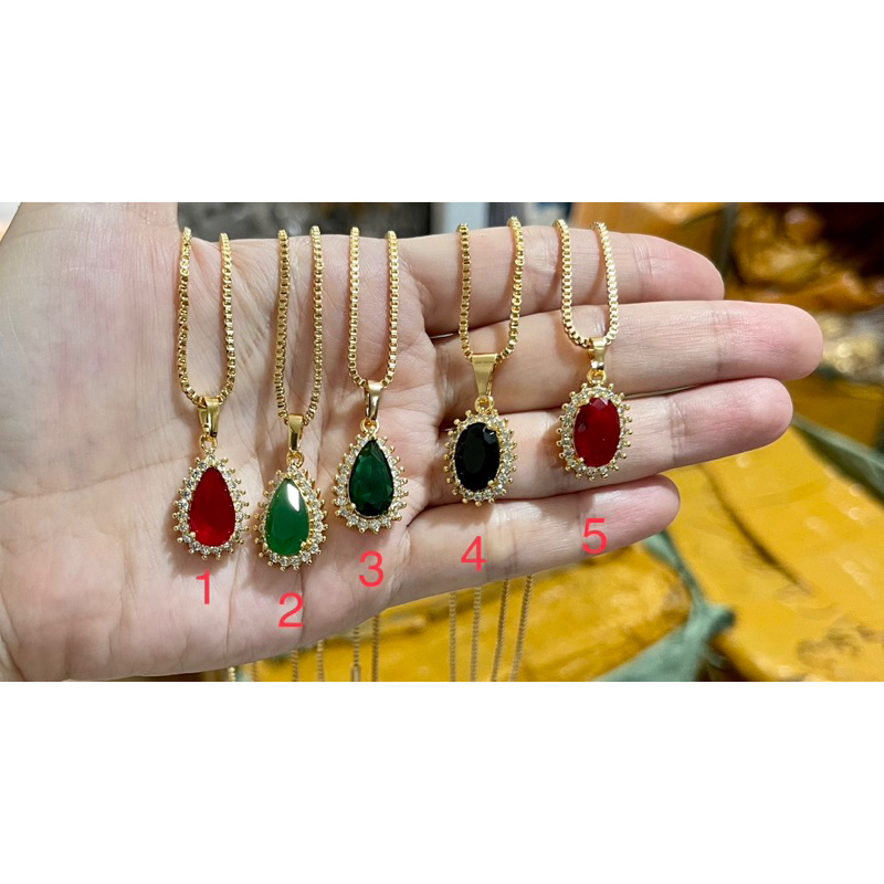 Fifi Fashion Kalung Liontin Batu Warna Fashion Mata kristal Warna swaroski  Model Perhiasan K0360