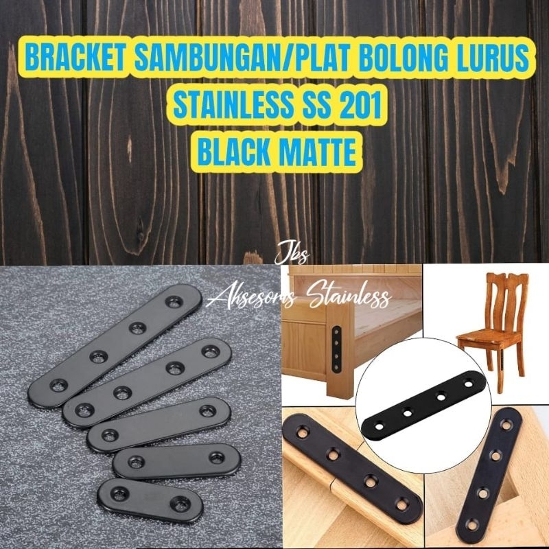 STRIP PLAT/ SIKU KONEKTOR SAMBUNGAN 3,6x1,6CM STAINLESS SS 201 HITAM