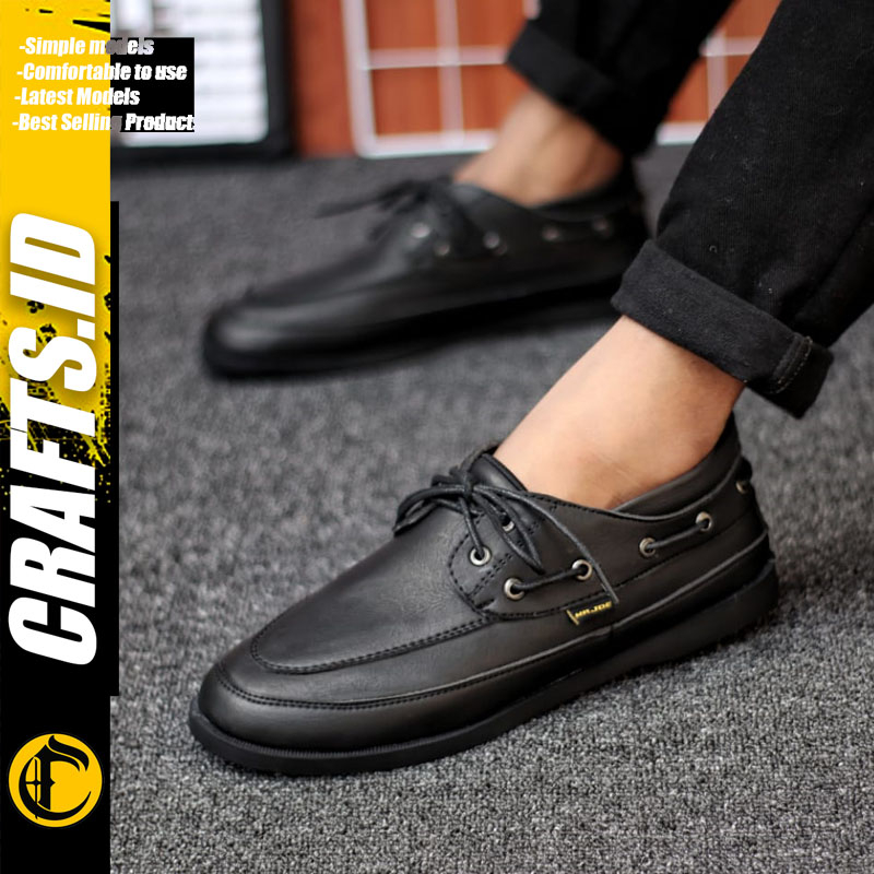 SepatuFormal Pantofel Pria Tali Hitam Kulit PU Original Brown Black Kantor Crafs Dario