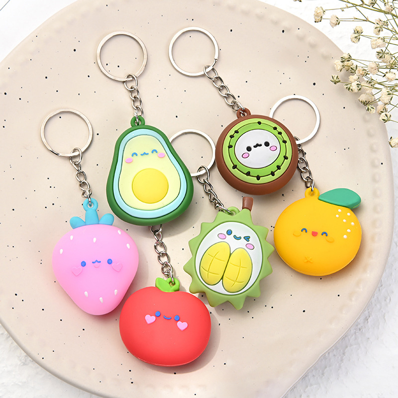 OVERFLOWS.ID   GANTUNGAN KUNCI BUAH ALPUKAT STRAWBERRY AVOCADO KIWI APEL APPLE DURIAN LUCU FRUIT KEYCHAIN