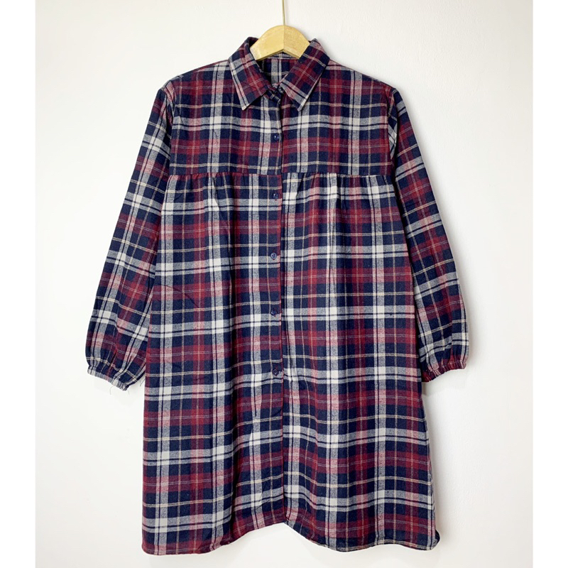 Tartan Tunik Kemeja Flanel Import