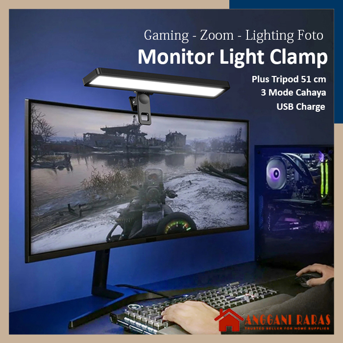 Lampu Lighting Lampu Live Portable PC Laptop Lampu Foto Studio Dengan Mini Tripod Charge USB 3 Mode Cahaya