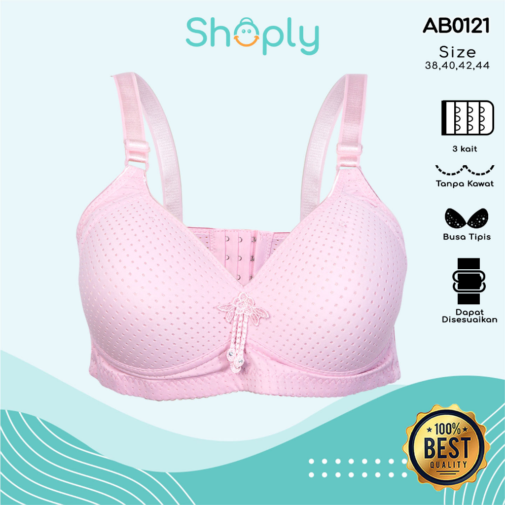 BH Wanita Bra Motif Tanpa Kawat 3 Kait