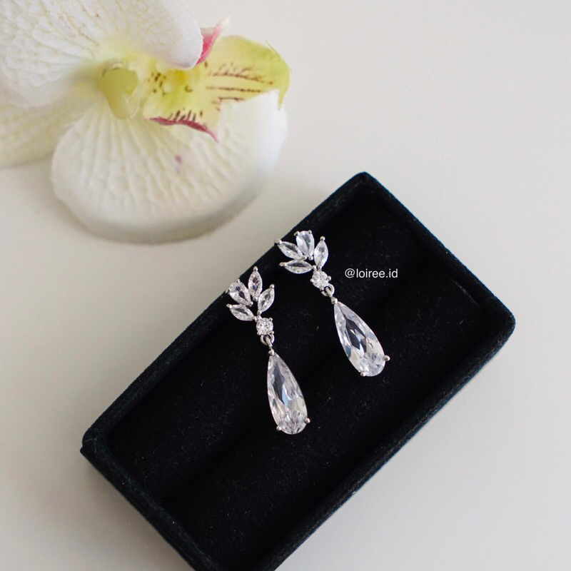 KINSLEY | Wedding Collection - Zirconia Dangle Stud Bridal Earrings - Anting Wanita