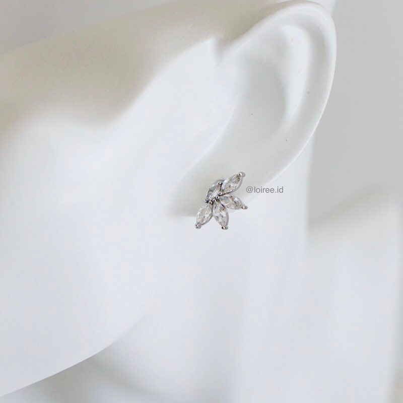 PIXIE | Wedding Collection - Zirconia Flower Stud Bridal Earrings - Anting Wanita