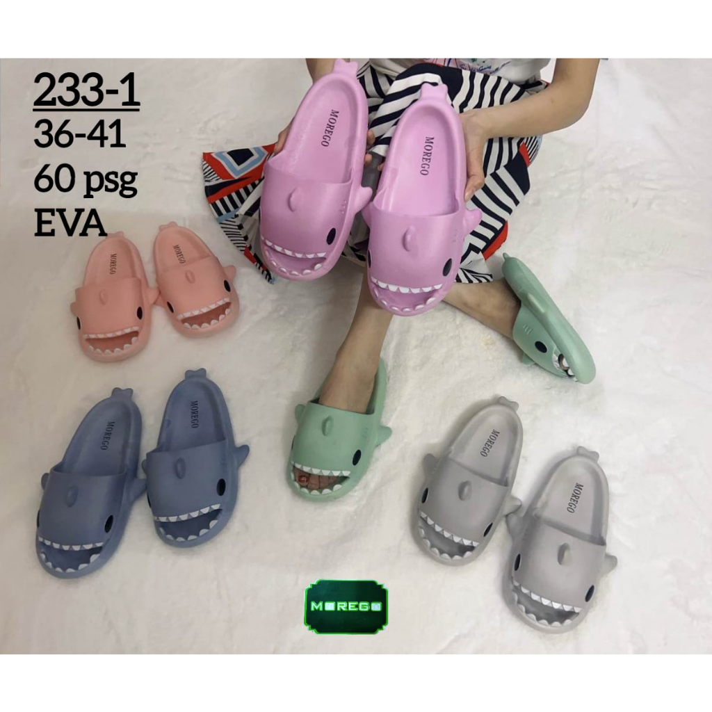 Sandal Dewasa Selop Hiu Warna Soft Lucu