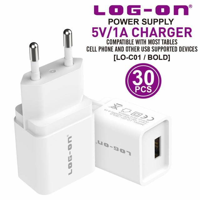 Batok Charger Log On 1A 1USB perpcs