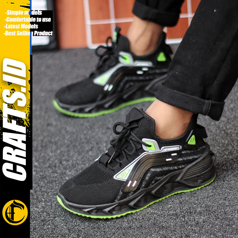 CRAFS Sepatu Sneakers Cowok Model Sporty Fashion Pria Sepatu Sport Olahraga Premium