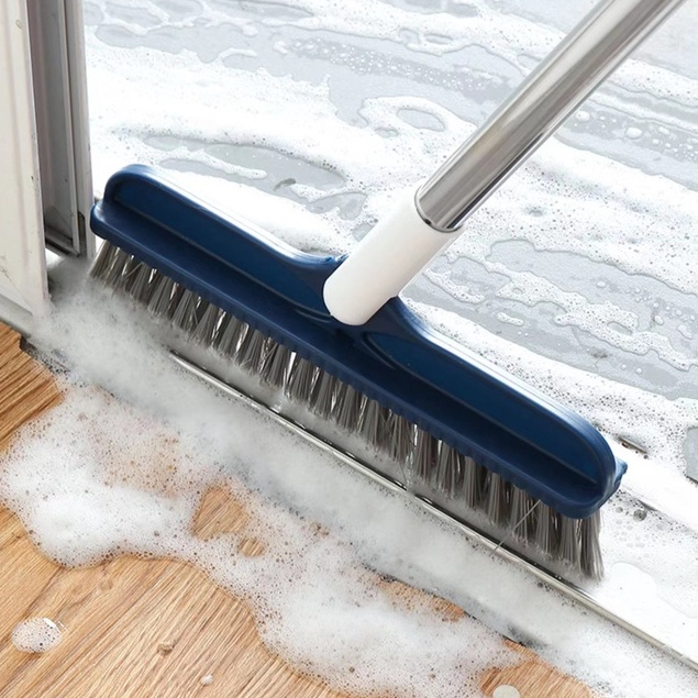 Sapu Sikat Lantai 2in1 Wiper Pembersih Lantai Dinding Kamar Mandi Gagang Panjang Portable Sapu Lancip