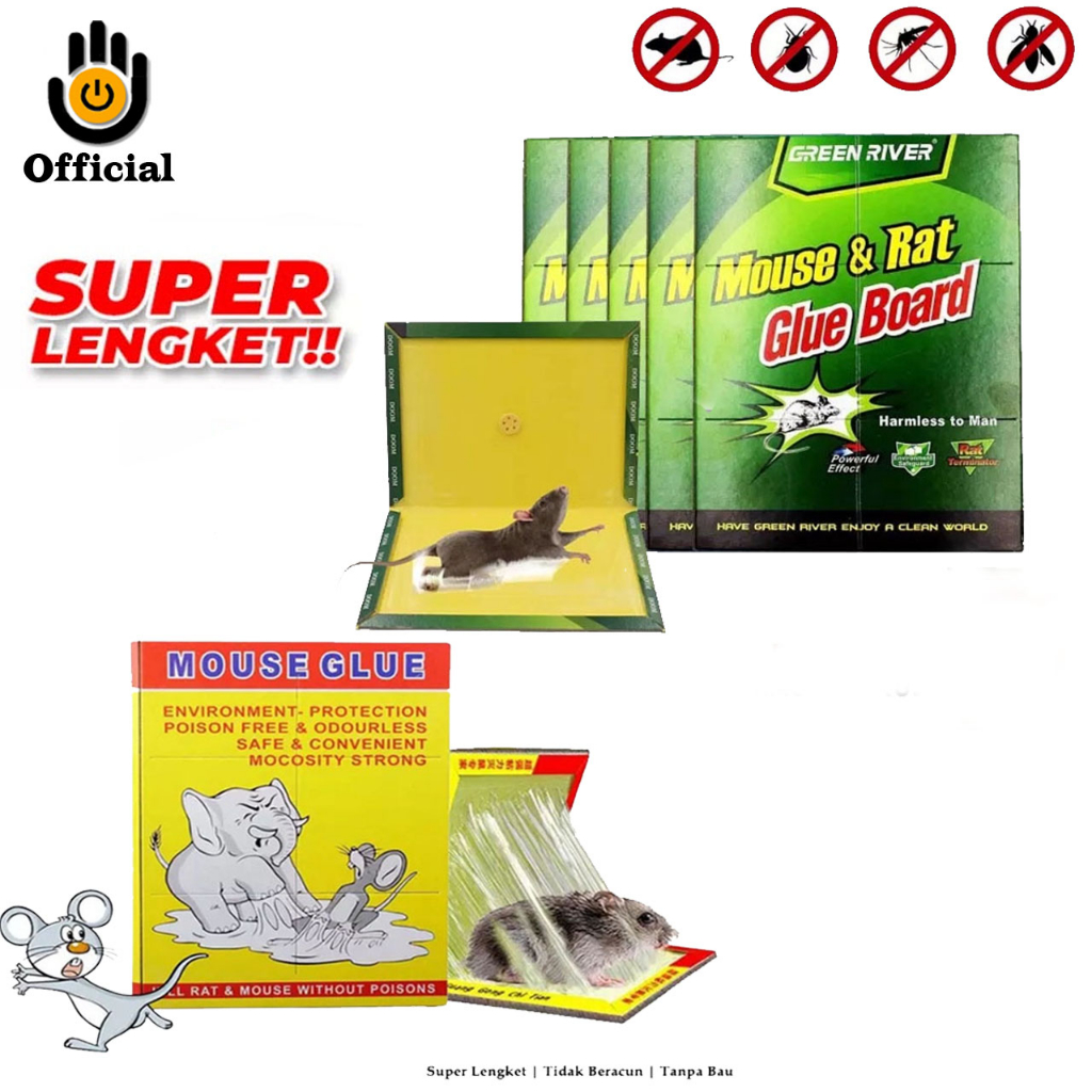 LEM TIKUS PAPAN CAP GAJAH IMPORT dan LEM TIKUS PAPAN HIJAU GLUE BOARD MOUSE RAT