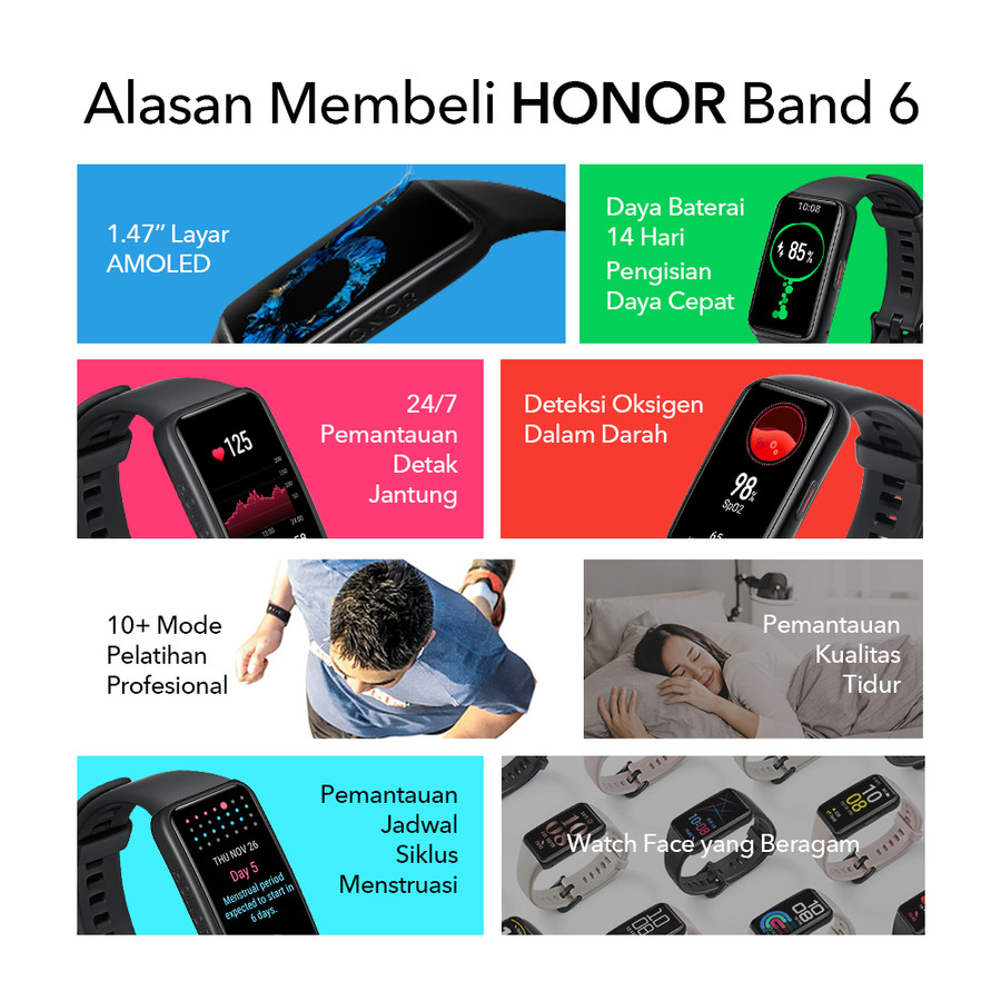 Honor Band 6 Smartwatch SpO2 Blood Oxygen 24/7 1.47&quot; Amoled Display