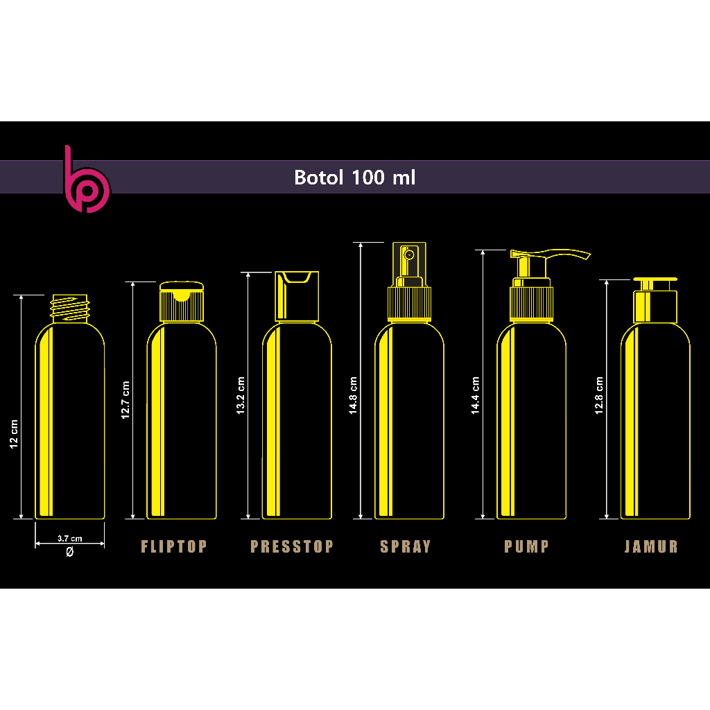 Botol PET 100ml BR Putih Tutup Fliptop