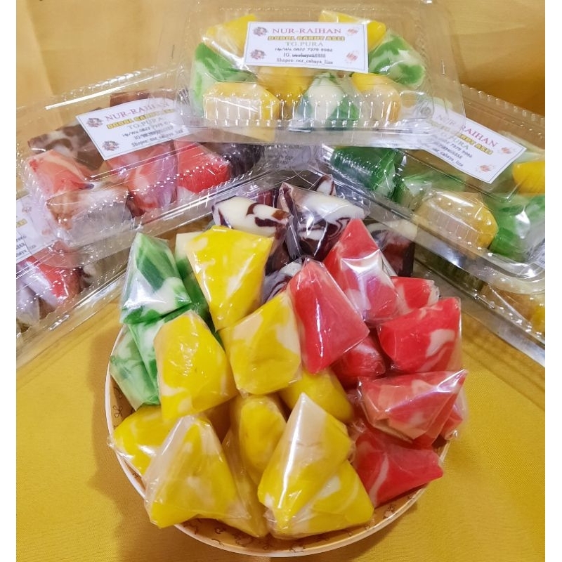 

Dodol Zebra 4 rasa, rasa durian, pandan, coklat, strobery, Nur Raihan