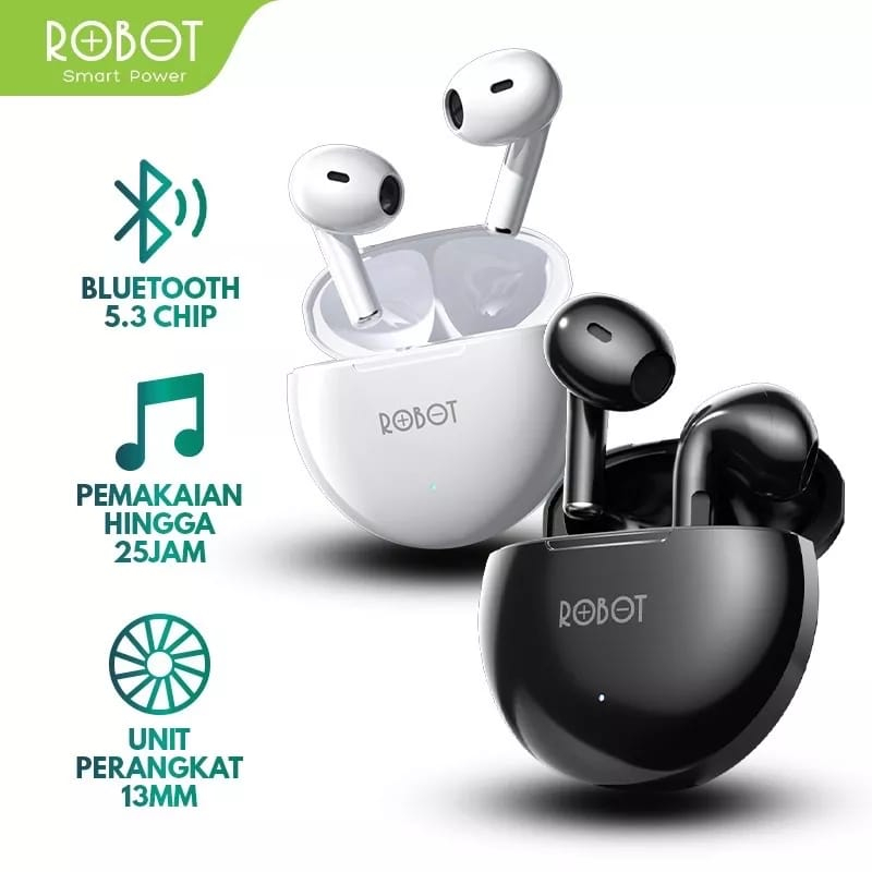 Robot TWS Flybuds T10 Headset Wireless Bluetooth 5.3 True Earbuds Earphone Garansi Original