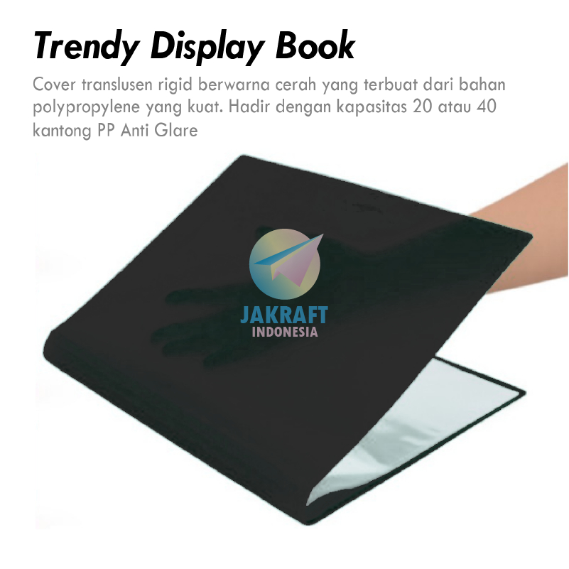 

(1 Pcs) Map Trendy Display Book F4 BANTEX 3395 Black 10 Folio isi 40 PP Pocket Clear Holder Hitam Transparan Document Keeper FC