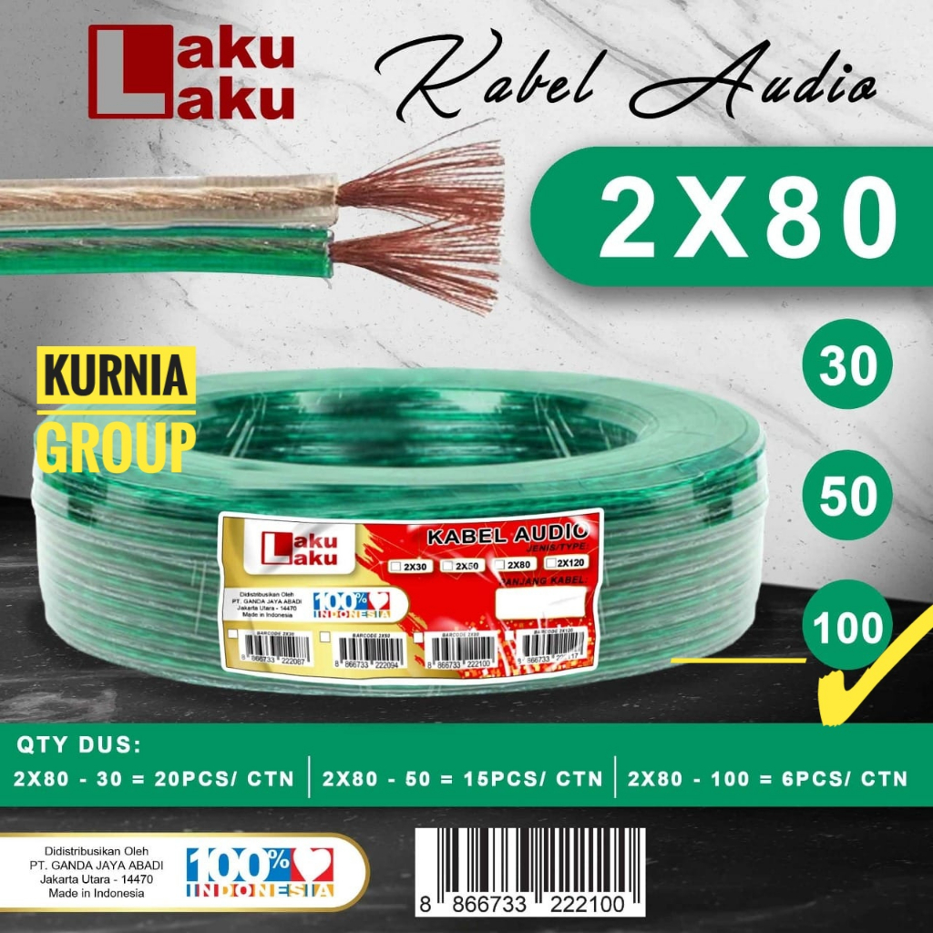 Kabel Transparan 2x80 Serabut Kuning Panjang 100Y 1Roll AUDIO Cable Speaker 2 x 80 Isi 100 Yard Kable Listrik Ringan Harga 1 Gulung Berkualitas Termurah