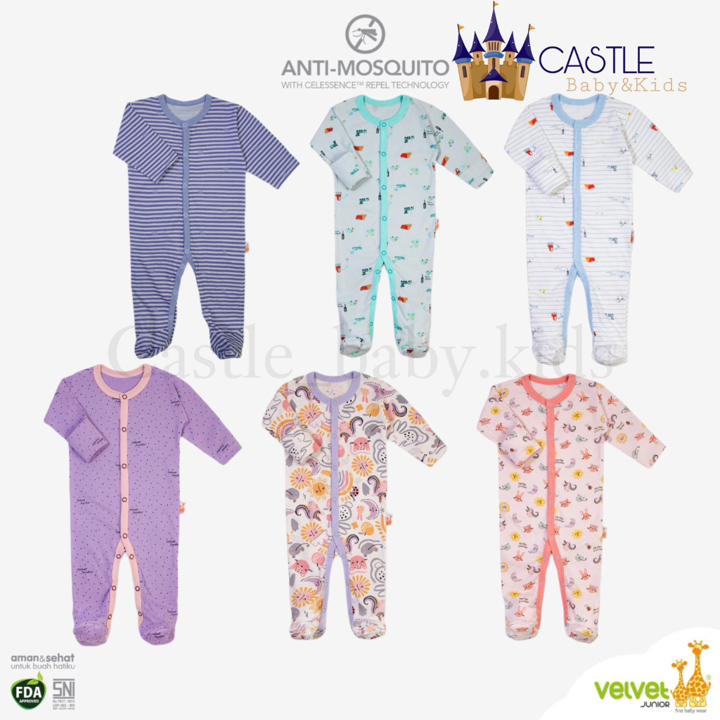 Velvet Junior Baju Kodok Anti Nyamuk Tutup Kaki - Dreamwear Baby Jumper Sleepsuit