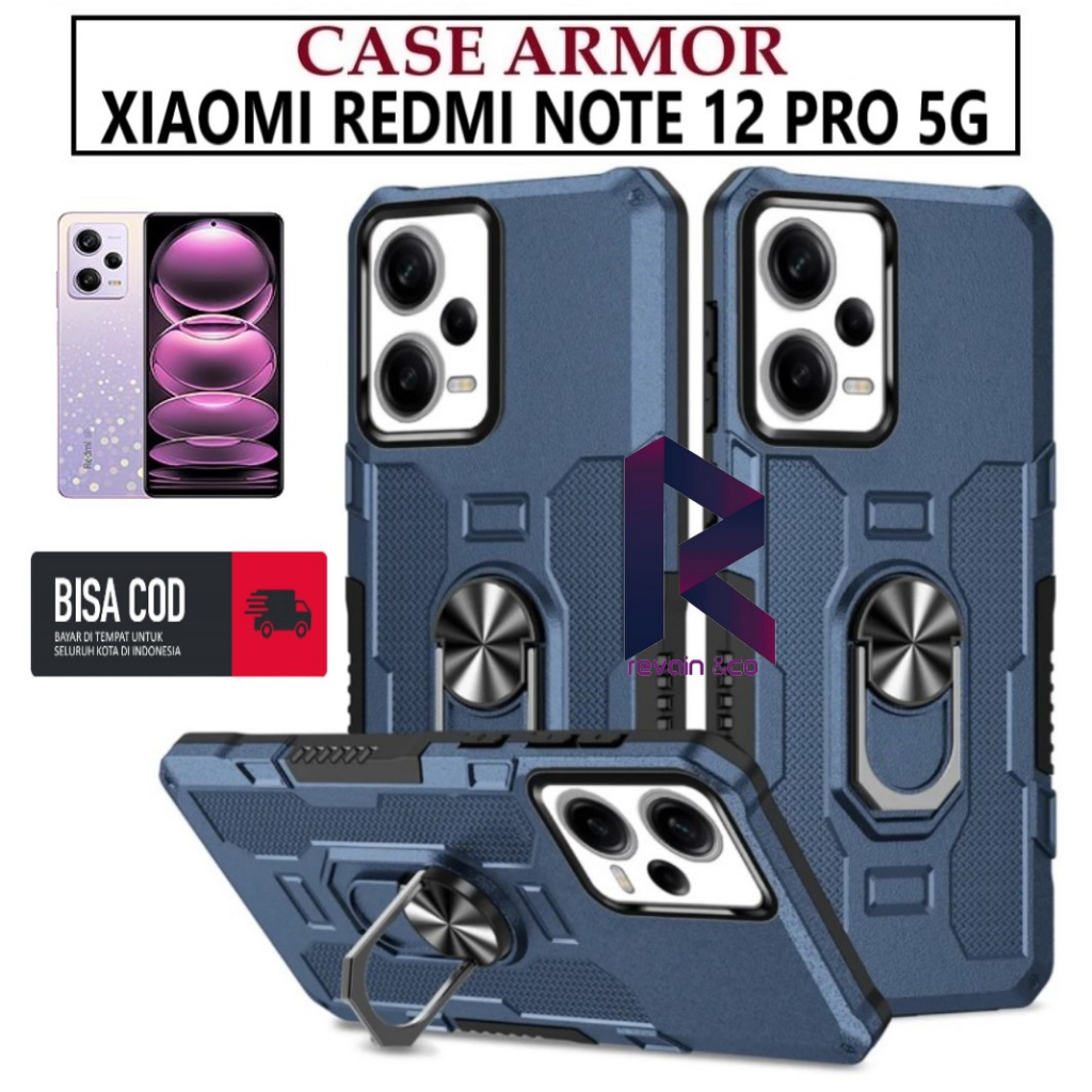 Case Armor XIAOMI REDMI NOTE 12 PRO 5G Iring Cincin Magnetic Kesing Hp Protect kamera Premium Hard Case Standing Robot Pelindung Kamera