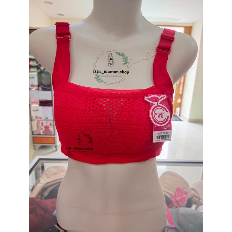 BH KEMBEN KHEAI TANPA KAWAT / BUSA SEDANG /BH KAIT 4/ BRA KEMBEN RENDA TALI LEBAR BAHAN LEMBUT SIZE 
