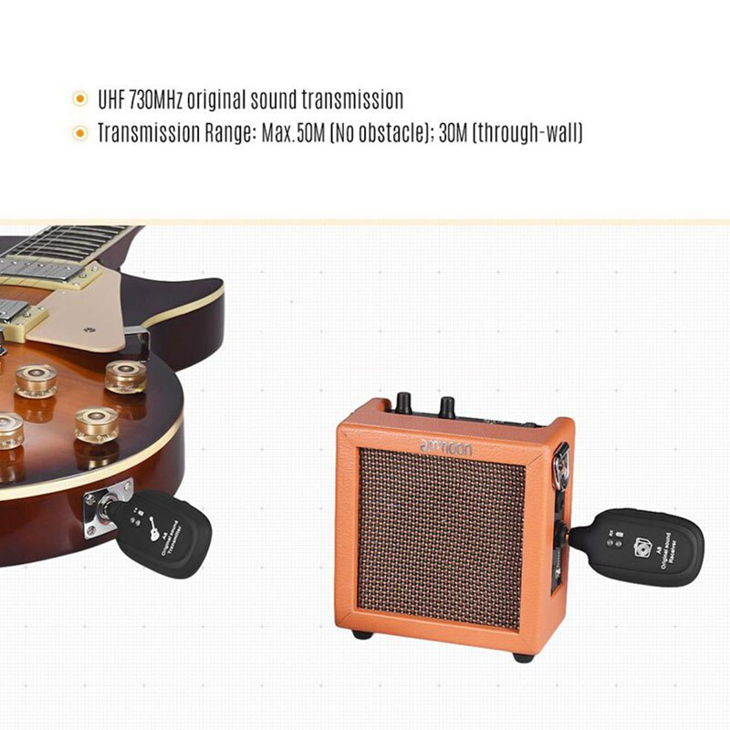 A8 Wireless System Gitar Transmitter Receiver Amplifier Gitar &amp; Bass Listrik Dengan Plug amplifire Headphone earphone