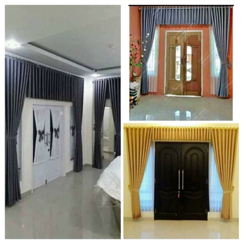 Gorden Poni Gorden Lebar 3 Meter Gorden Jendela Panjang Gorden Poni Mewah Satu Set Gorden Tengah Rua
