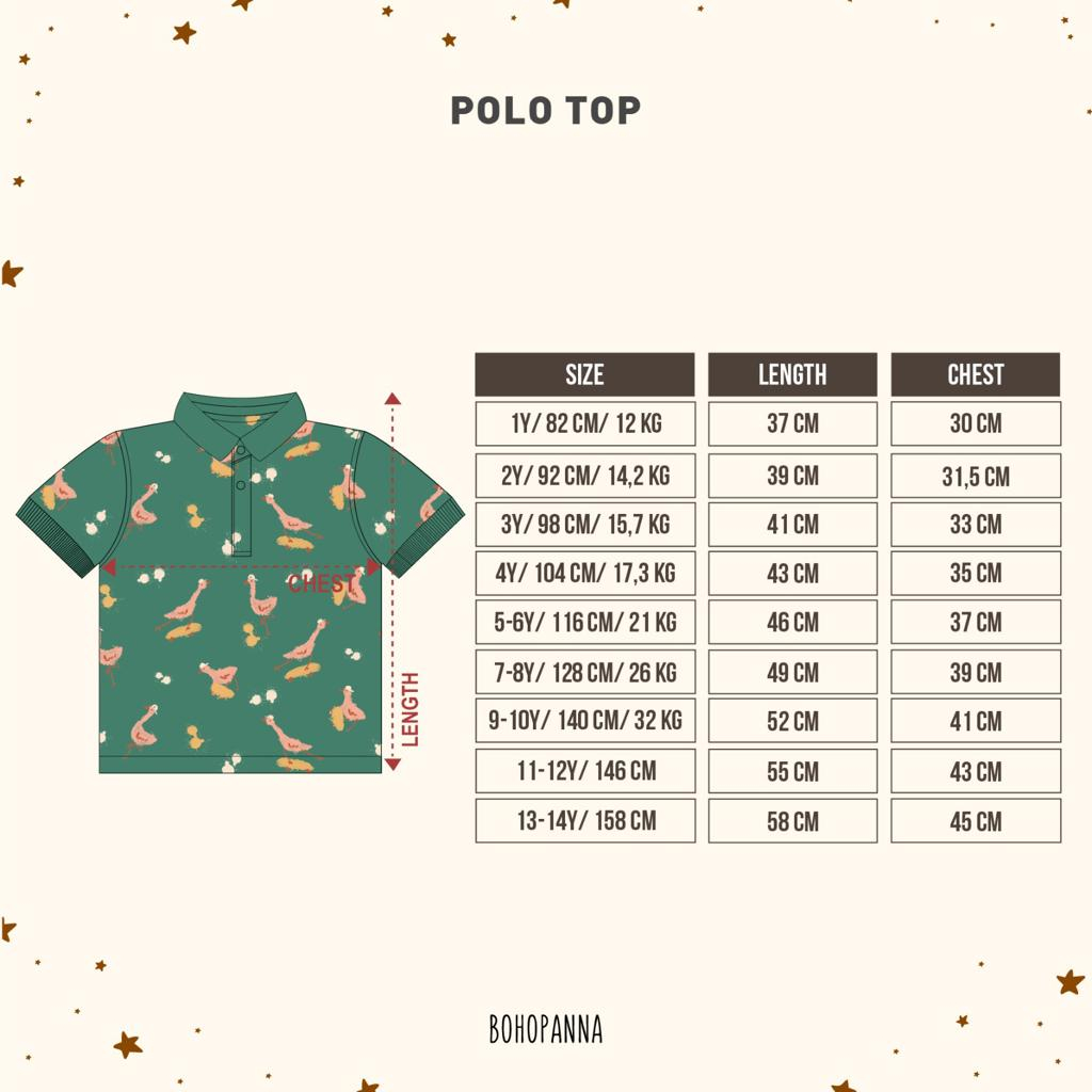 Bohopanna Polo Top 1-14 Tahun Kemeja Polo Motif Print Anak CBKS