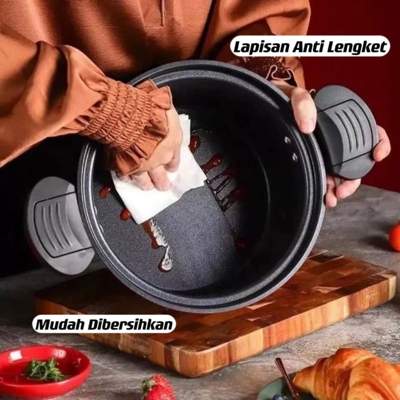 Panci Presto 3.5L Anti Lengket Teflon Totipotent Pot  Pressure Cooker Serbaguna High Quality Panci Praktis Multifungsi