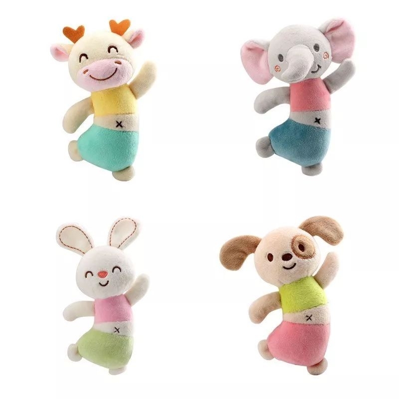 COD mainan anak bayi boneka genggam bunyi kerincing dancing boneka doll puppy bunny rattle stick for baby 0+ aman toy toys hadiah kado ultah muaguek full first month montessori sensorik motorik bunyi mengenal suara melatih kepekaan koordinasi tangan bagus