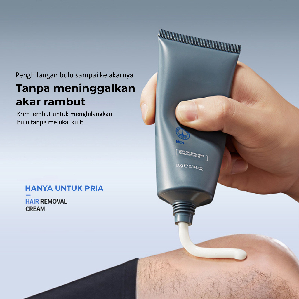 Cream Remover Hair Body Penghilang Perontok Bulu Kaki Rambut Pria 60g Free Spatula