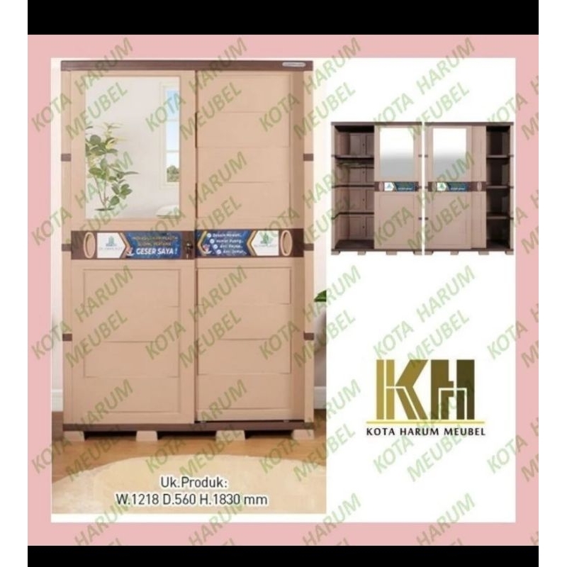 lemari pakaian plastik 2 pintu olymplast modern OTC sliding bandung